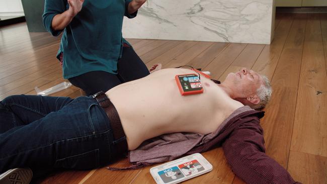 The CellAED is a miniature defibrillator developed by Donovan Casey after his wife Sarah Walke had a heart attack at home.