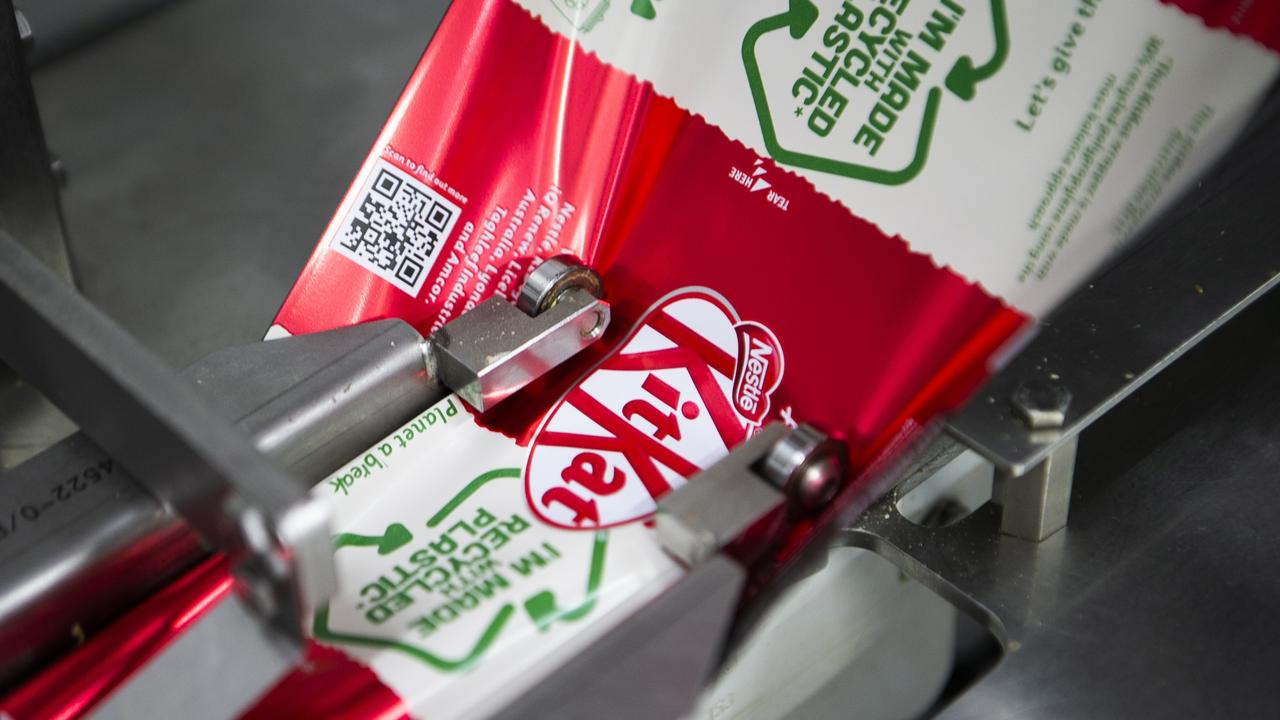 KitKat wrappers made from recycled plastic.