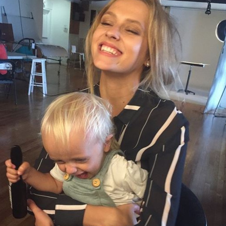 MOTHER'S DAY SPECIAL... Actress Teresa Palmer with her son Bodhi, "Nothing better than laughing with my love on set" Picture: Instagram