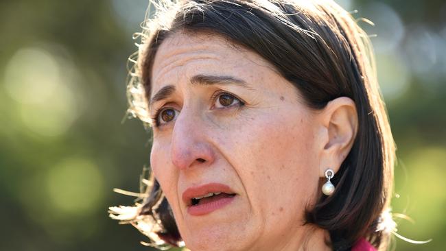 NSW Premier Gladys Berejiklian says she won’t return to Sydney after the stabbing in the CBD. Picture: AAP