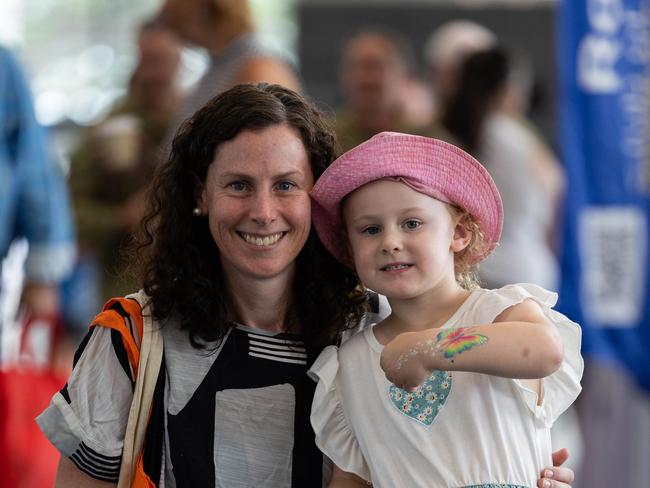 Sarah Cullen and Lucy Cullen at the Territory's newest ADF families were welcomed at the Darwin Convention Centre on Saturday. Picture: Pema Tamang Pakhrin