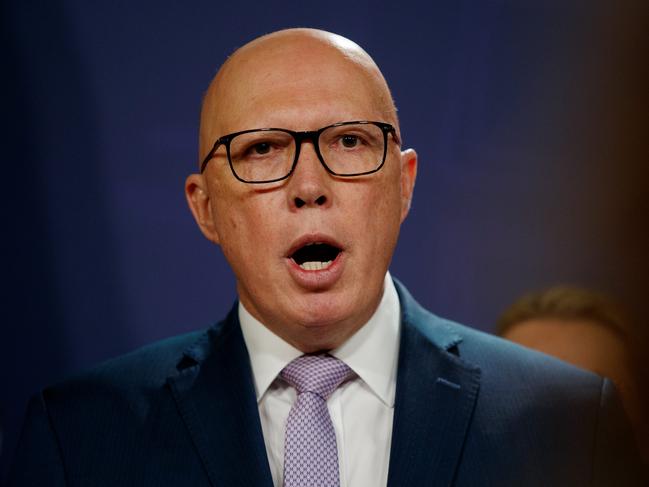 SYDNEY, AUSTRALIA - NewsWire Photos JUNE 19, 2024: Federal Opposition leader Peter Dutton during a joint press conference with Angus Taylor, Susan Ley, David Littleproud and Ted OÃBrien on Wednesday. Picture: NewsWire / Nikki Short