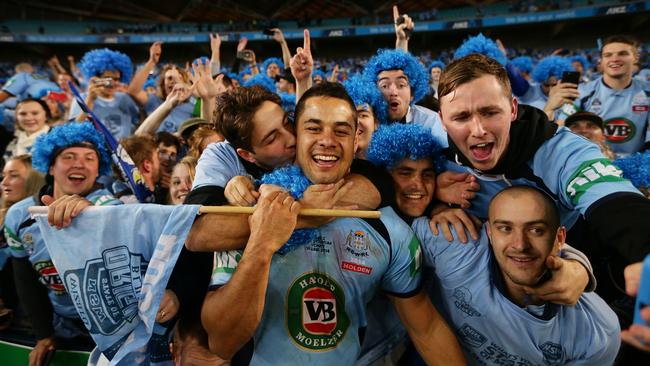 Jarryd Hayne’s only full series as Blues fullback came in the triumphant 2014 campaign. Picture: Brett Costello