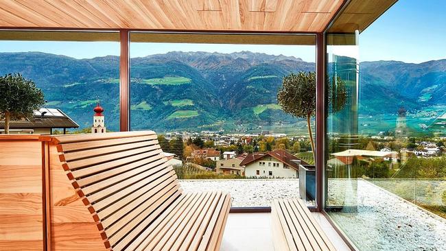 Spa and sauna facilities at Hotel Preidlhof in Italy.