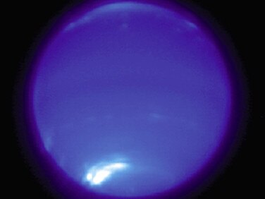 Neptune's clouds have mysteriously vanished, apart from a small wisp at the south pole. Picture: Keck Observatory