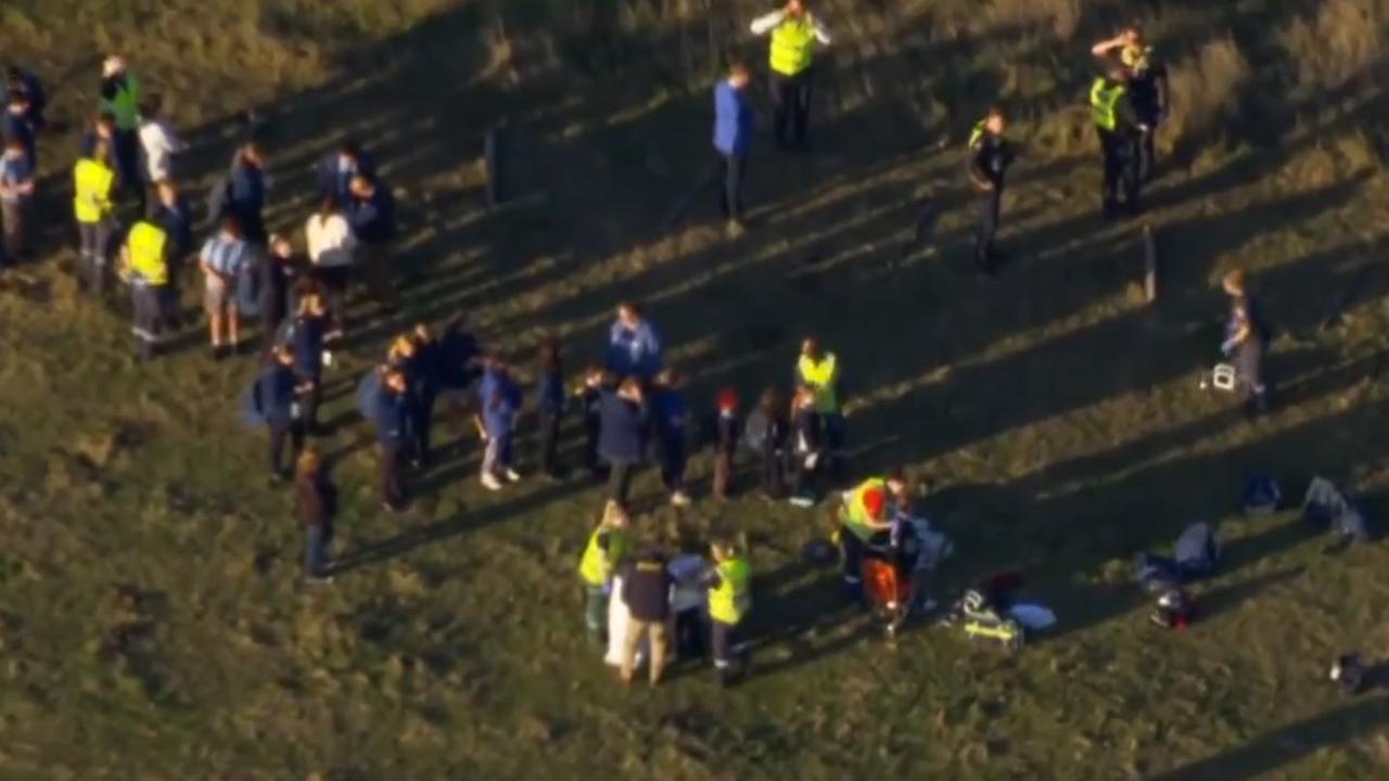 About 30 students were on board the bus when it crashed. Picture: 7News