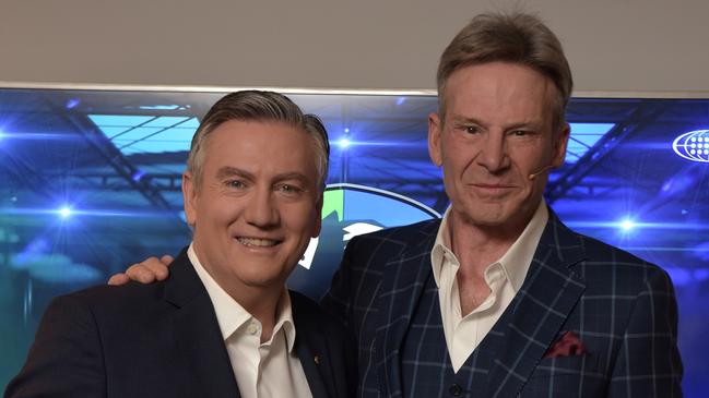 Eddie McGuire and Sam Newman at the Grand Final Footy Show 2018. Picture: Channel 9