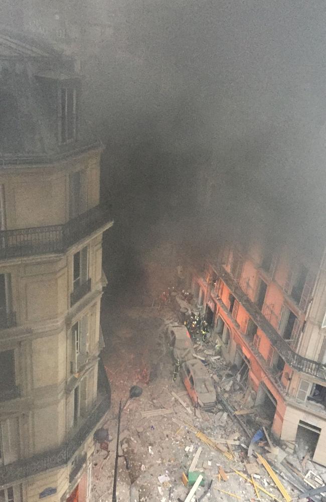 The powerful gas explosion tore through a building in central Paris. Picture: AFP 