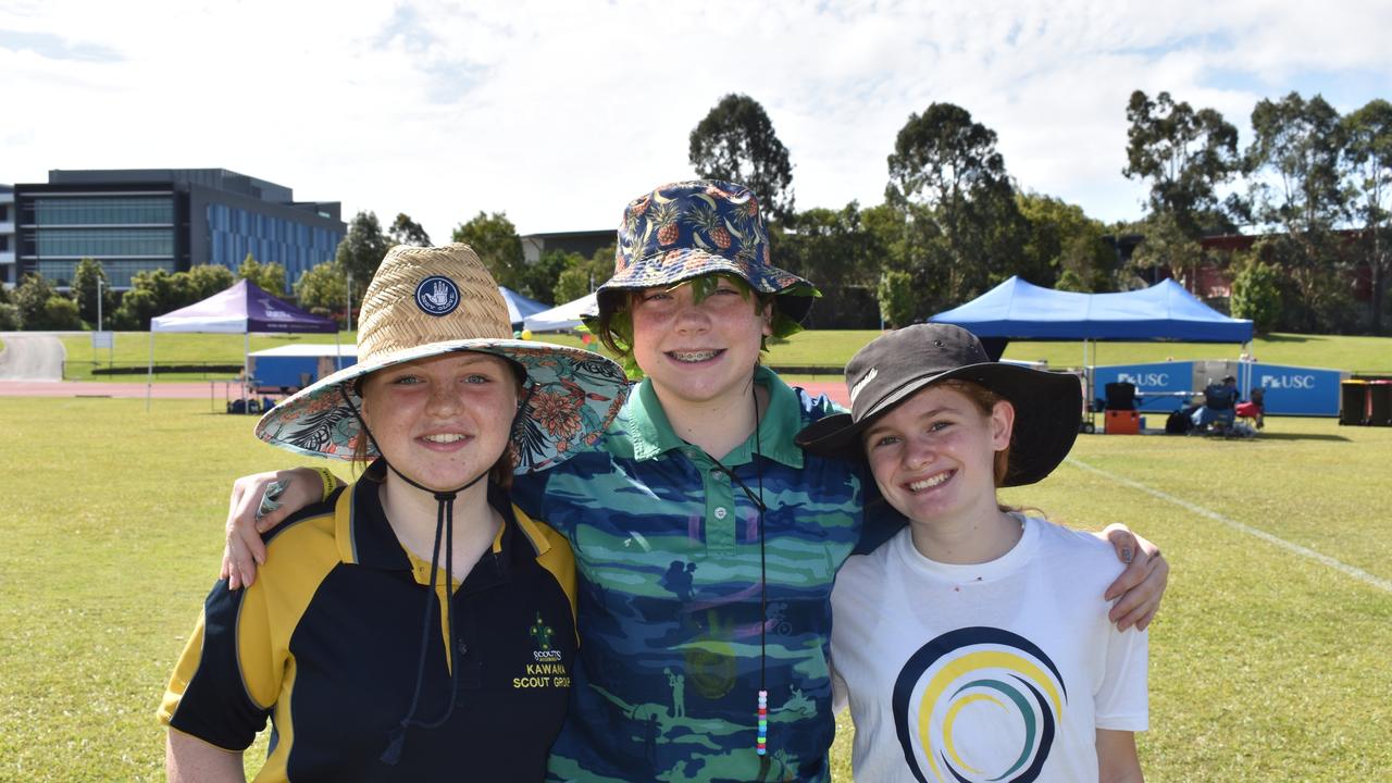 Abbey Macritchie, Jorja Tan and Indi Mellifont at the Sunshine Coast Relay for Life 2022.