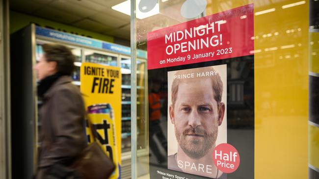 A poster advertising the launch of Prince Harry's memoir "Spare". Picture: Getty Images.