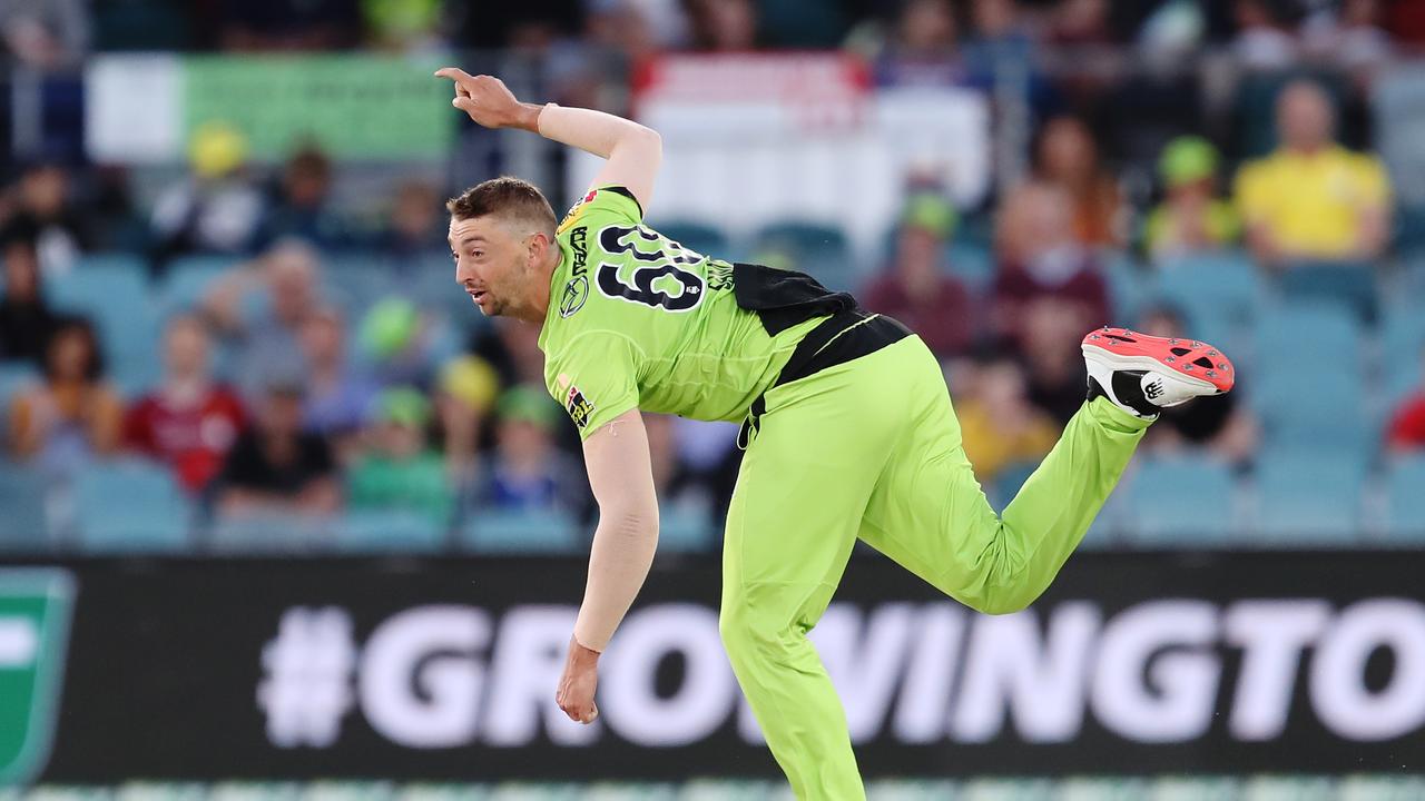 Daniel Sams during the match at Manuka Oval.