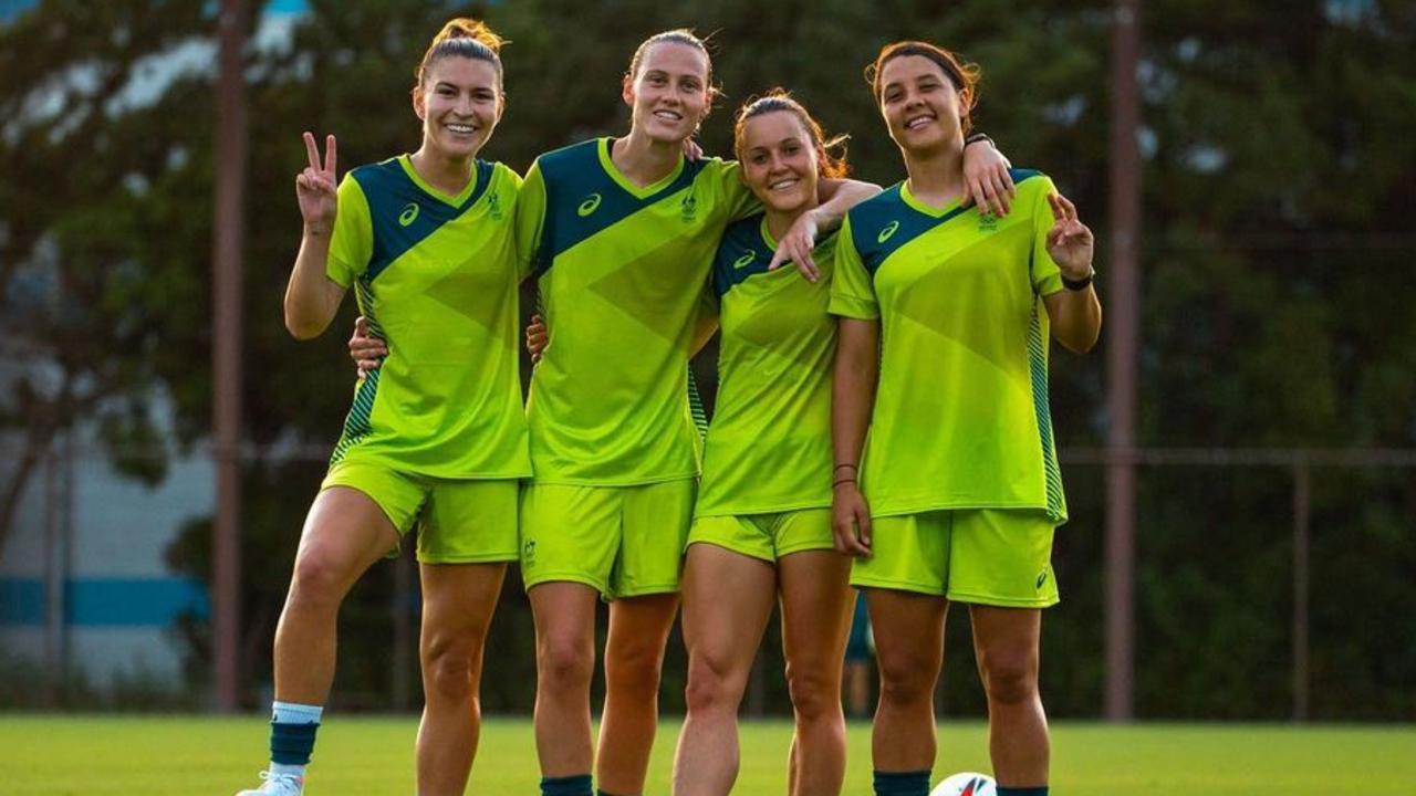 Tokyo 2020 Tokyo Japan. Matildas Steph Catley, Emily Van Egmond, Hayley Raso, and Sam Kerr are seen at training this morning. Picture: Sam Kerr/Instagram