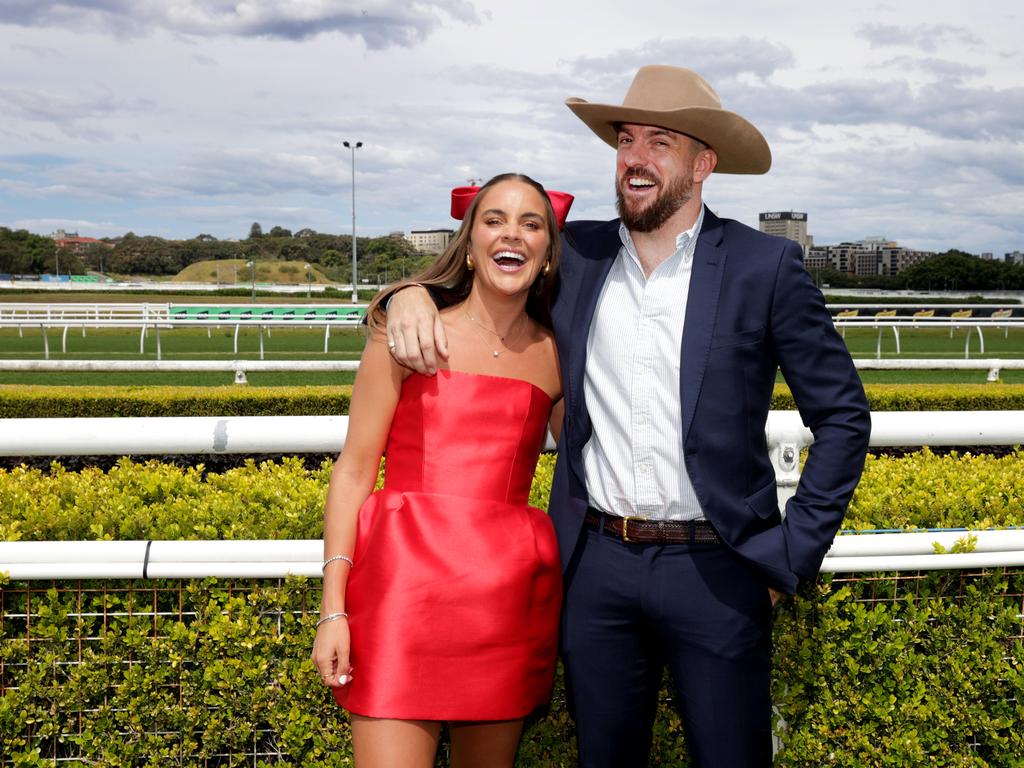 TAB Epsom Day racegoer and podcasters Luisa Dal Din and Jack Archdale at Randwick Racecourse. Jane Dempster/Daily Telegraph.