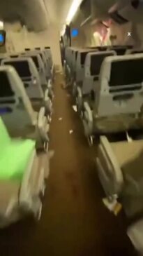 Video shows the interior of the Singapore flight destroyed by horror turbulence