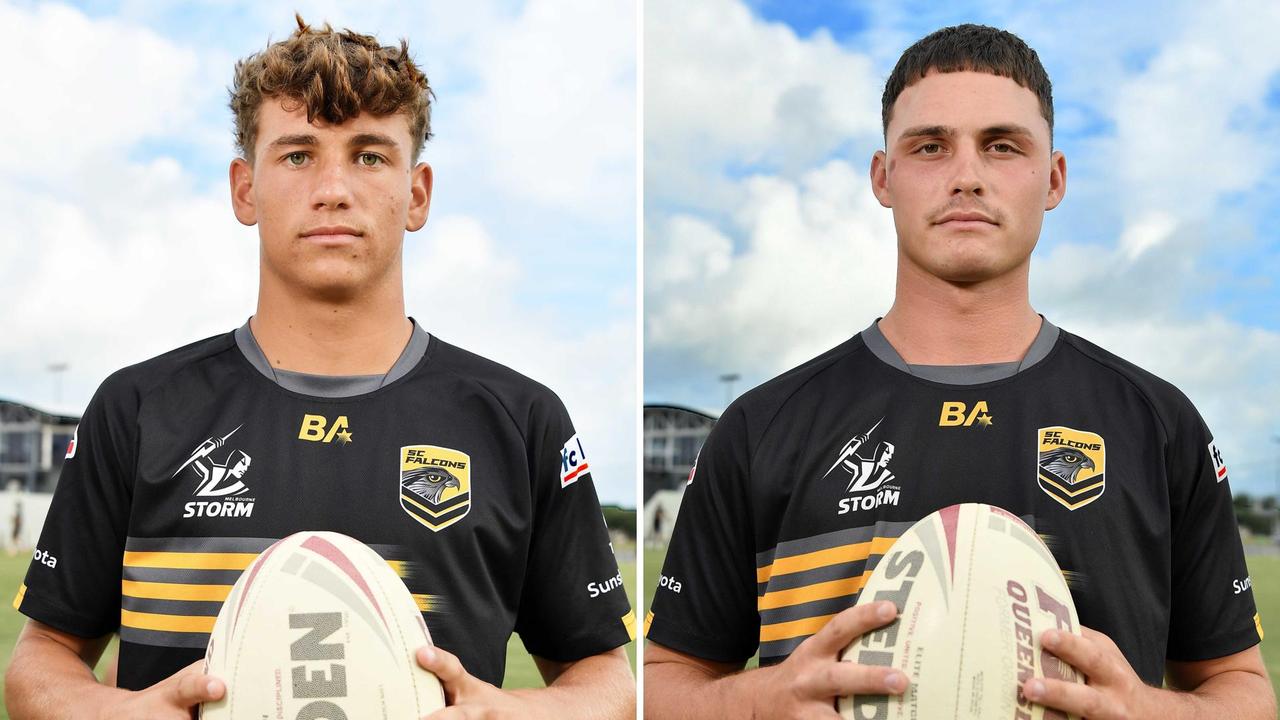 Falcons Mal Meninga captain Koby Brown and vice-captain Jesse Bender. Pictures: Patrick Woods.