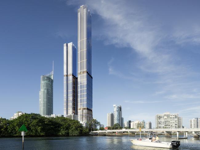 An artist’s impression of the proposed twin Orion Towers on the Gold Coast.