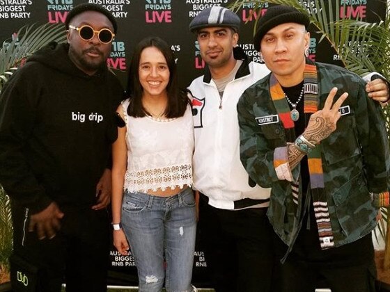 Black Eyed Peas with Adelaide fans Aman and Maria at the Adelaide RnB Fridays show. Picture: Instagram.