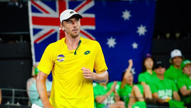 John Millman struggled to contain Michail Pervolarakis. Photo: Patrick Hamilton / AFP