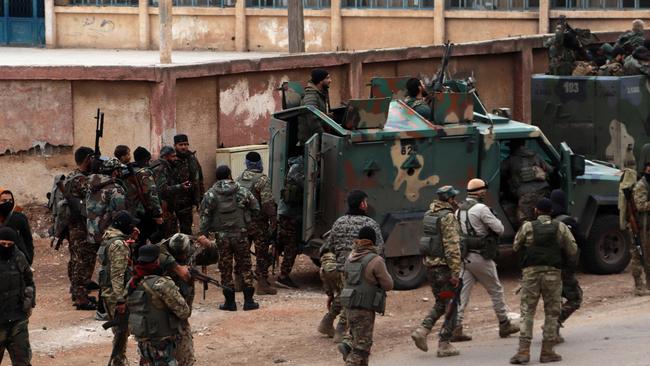 Syrian security forces gather in the southern city of Sanamayn. Picture: Bakr Alkasem/AFP