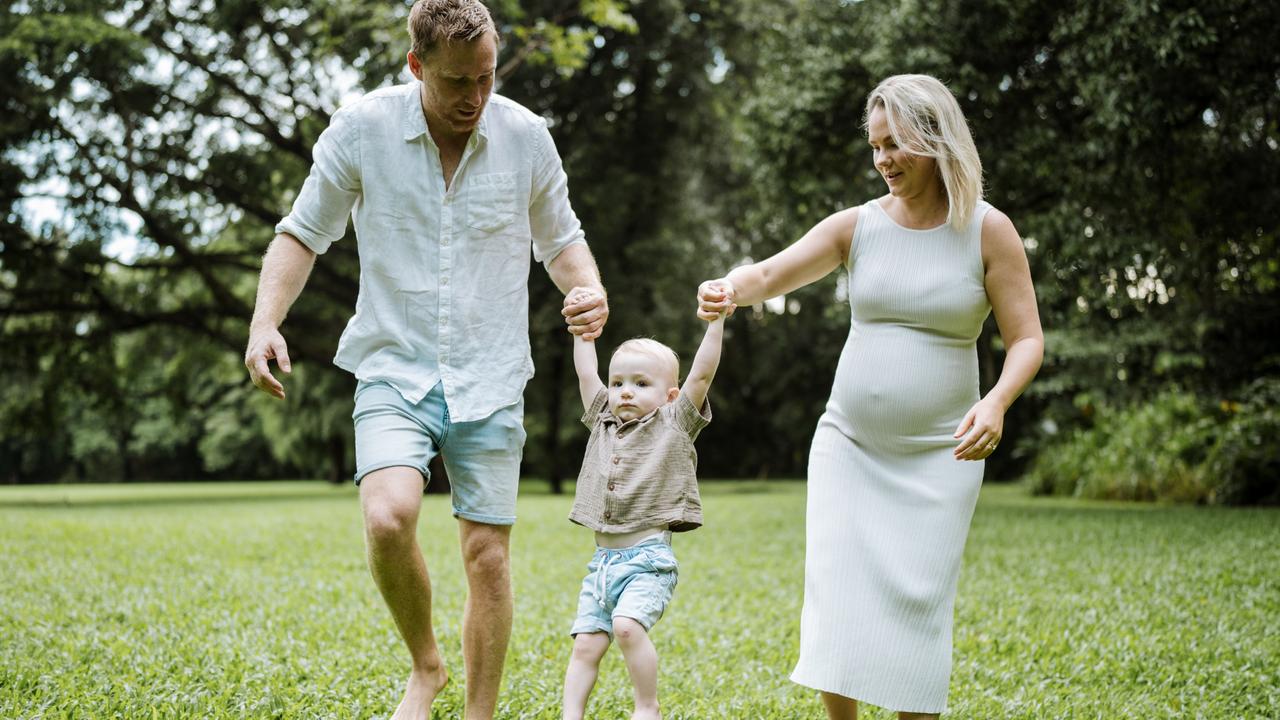 Henry Spletter with parents Aaron and Rachel Spletter. Picture: Zeb Paulger