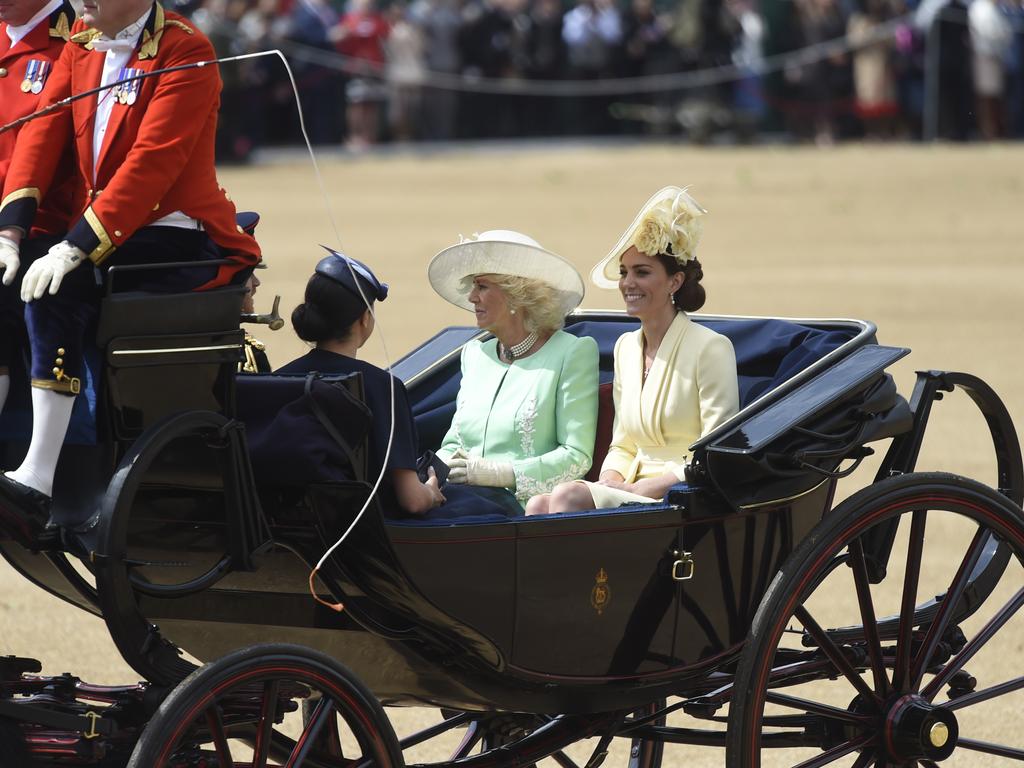 LCamilla, Duchess of Cornwall, Catherine, Duchess of Cambridge, Prince Harry, Duke of Sussex and Meghan, Duchess of Sussex. Picture: Getty