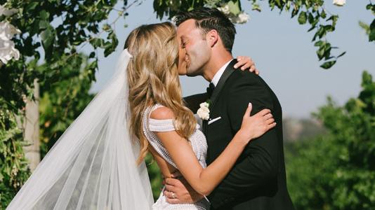 Nadia and Jimmy Bartel on their 2014 wedding day. Picture: Supplied