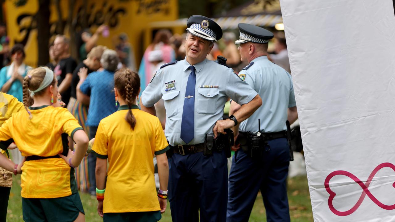 Police were allowed to march in the Mardi Gras parade, but not in uniform. Picture: Damian Shaw