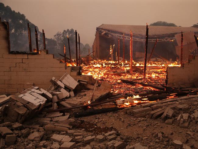 A burnt-out house in Batlow. Picture: Rohan Kelly