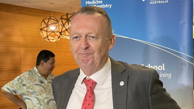 JCU Vice Chancellor Professor Simon Biggs is happy to celebrate 20 years of JCU Mackay teaching medicine, 10 years of teaching nursing and it's first class of Pharmacy graduates. Photo: Fergus Gregg