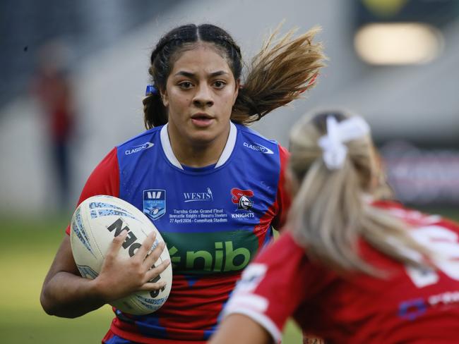 Evah McEwen helped the Knights reach the grand final of Tarsha Gale Cup. Picture: Warren Gannon Photography