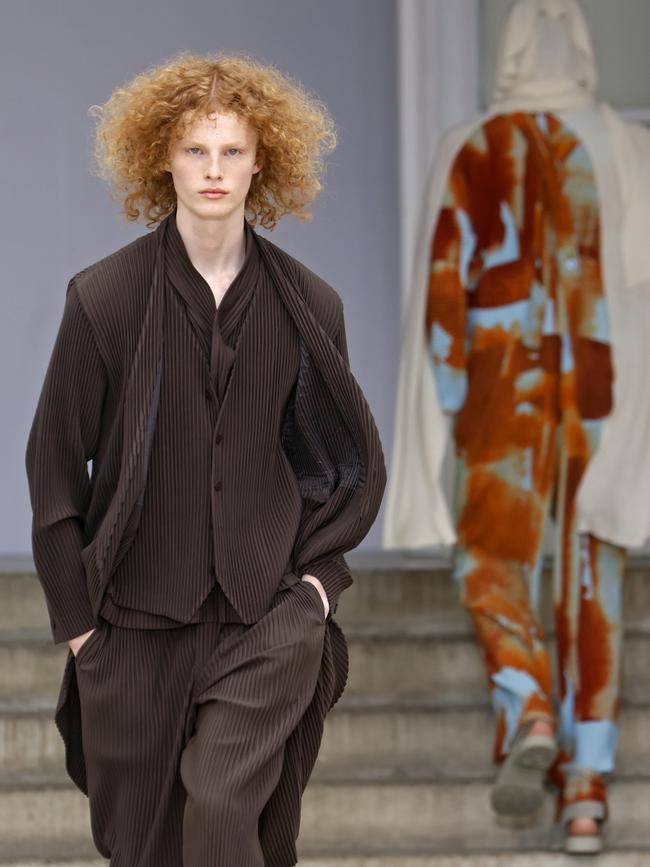 Kane Parker walking for Issey Miyake at Paris Fashion Week. Picture: Thierry Chesnot/Getty Images