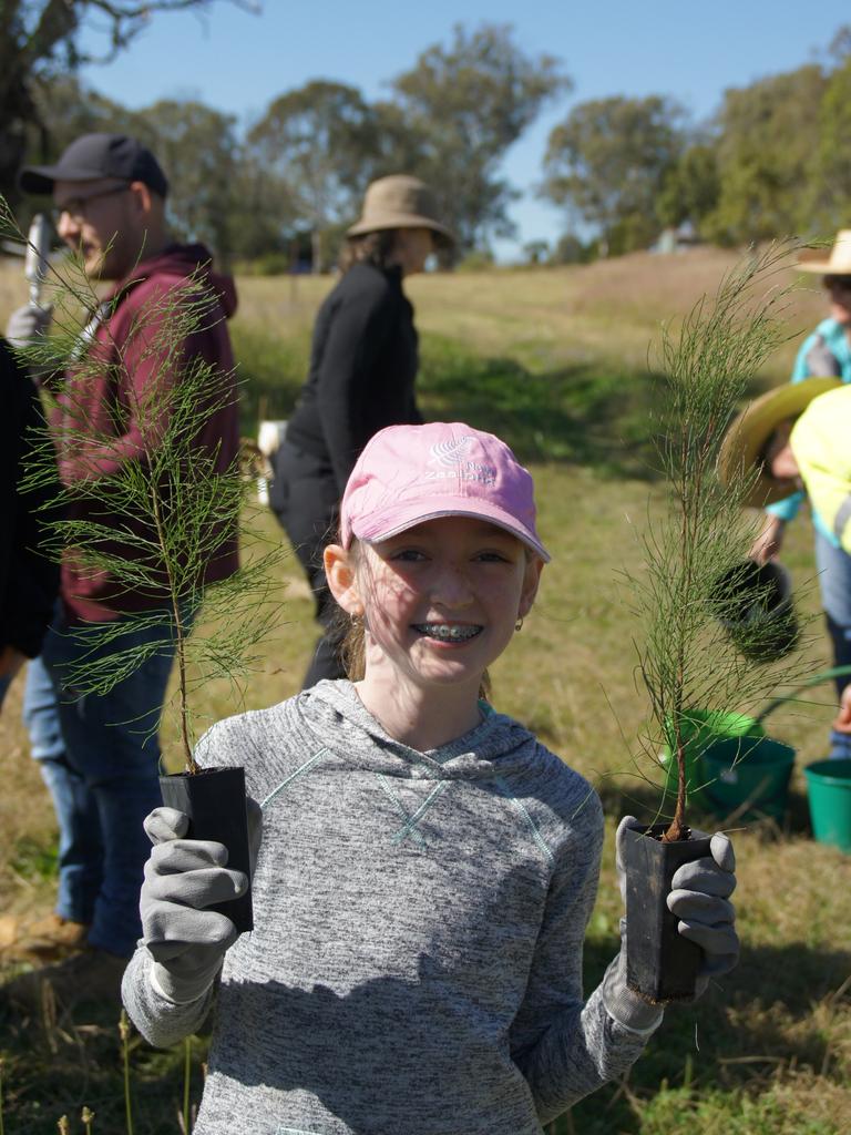 GROWING PROGRAM: Assisting with the planting of the casuarina trees is Clancy Angow.