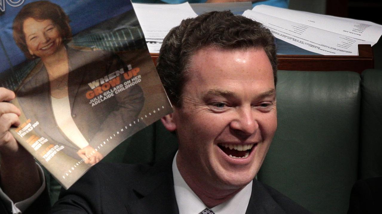 Mr Pyne heckling Ms Gillard during Question Time. 