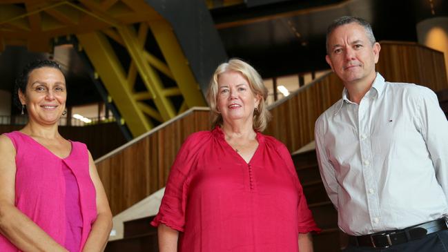 JCU Head of Engineering Professor Bouchra Senadji, Deputy Vice Chancellor, Services and Resources Tricia Brand and College of Science and Engineering Dean Professor Ron White. Picture: Supplied