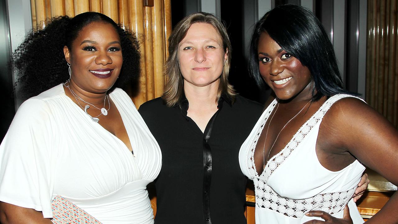 Cindy Holland with Orange is the New Black stars Adrienne C. Moore and Danielle Brooks. Picture: Rex Features/Splash News