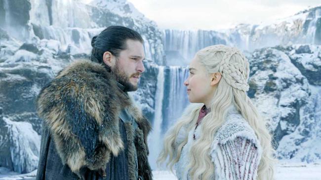 STARS: Kit Harington as Jon Snow and Emilia Clarke as Daenerys Targaryen in a scene from Game of Thrones season 8 episode 1. Supplied by Foxtel. Picture: HBO