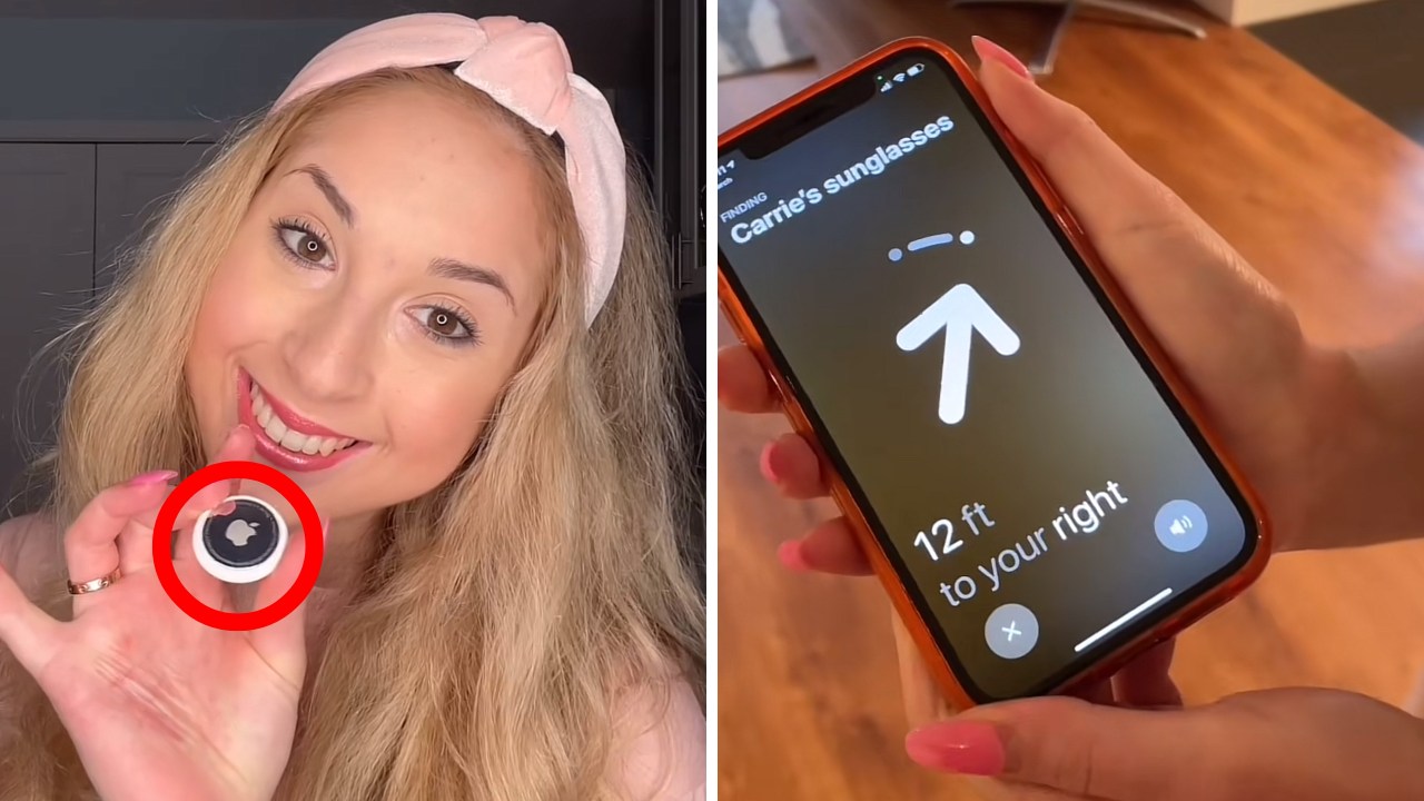 The Apple AirTag has been slashed in Amazon's MId-Year sale. Picture: TikTok/@carrieberkk