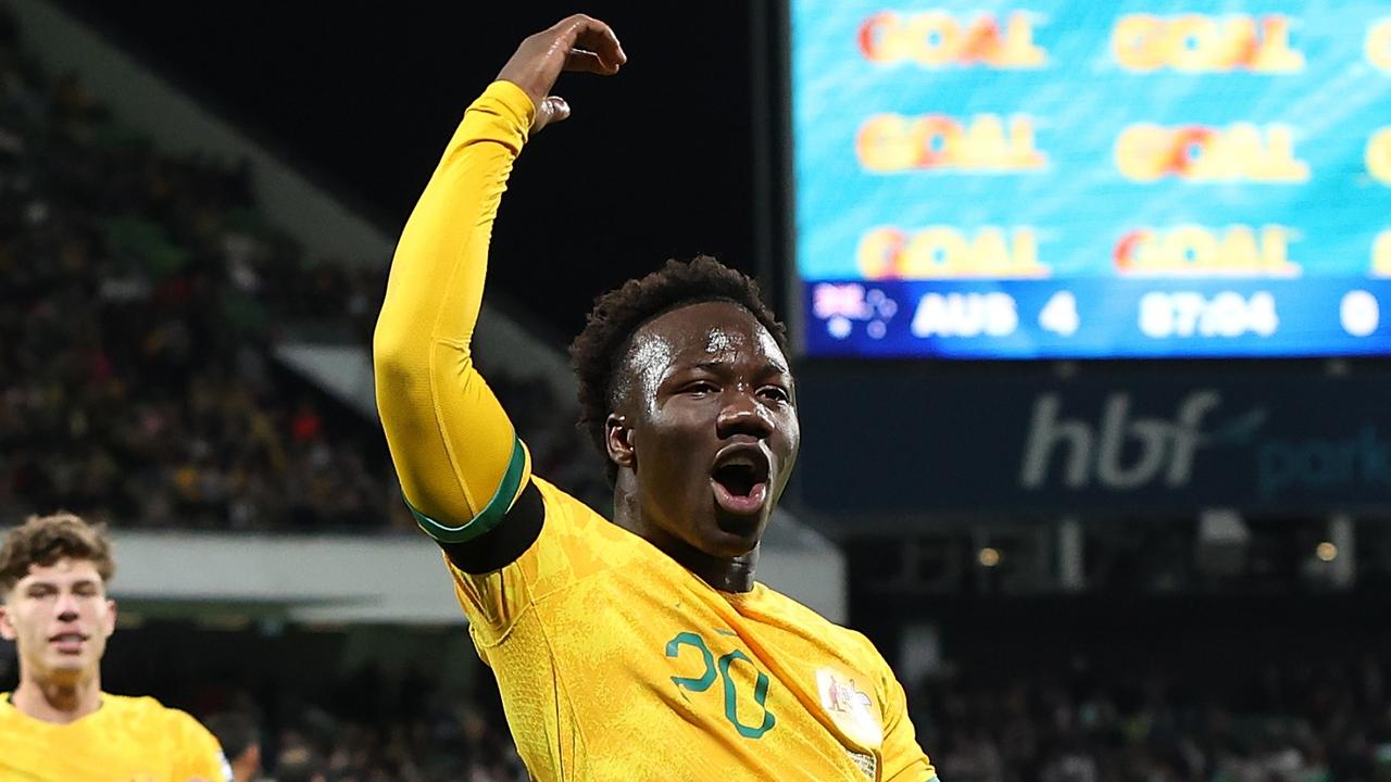 Nestory Irankunda scored his first Socceroos goal. (Photo by Paul Kane/Getty Images)