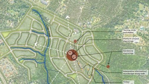 An indicative map of the proposed 'Lizard Rock' development at Belrose. The image, showing 'connection to country opportunities', is part of documents lodged with the NSW Planning Department. Picture: Cox Architecture