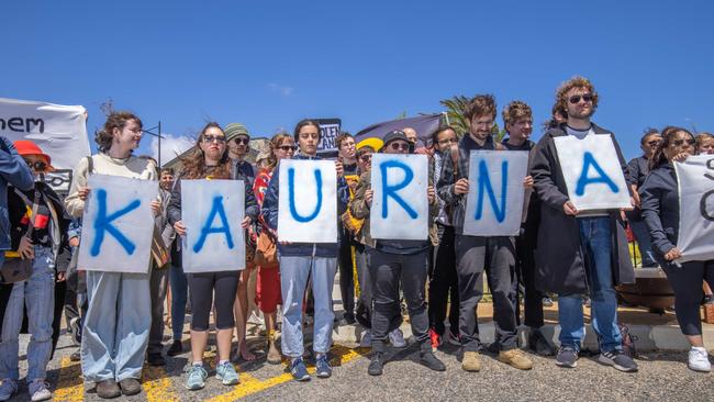 Protesters at the Riverlea housing development at Buckland Park at the weekend. Picture: Ben Clark