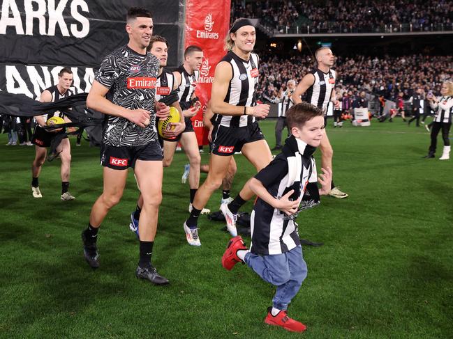 The milestone man was given a stirring entrance. Picture: Mark Stewart