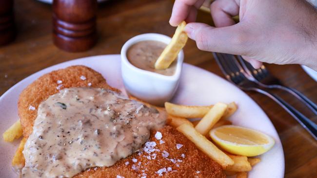 A schnitzel with mushroom sauce. Picture: Supplied