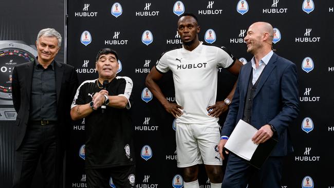 Jose Mourinho, Diego Maradona and Usain Bolt attend the Match of Friendship by Hublot