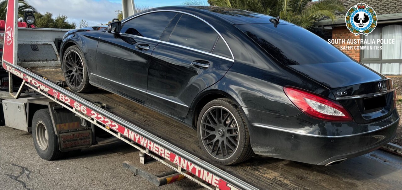Mercedes Benz seized by police following a drug bust by SAPOL at a Paralowie home on Tuesday. Picture: South Australia Police.