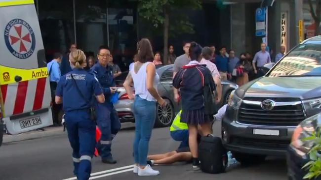 A teenager was injured in a crash in the Chatswood CBD on Tuesday, Photo: Seven News.