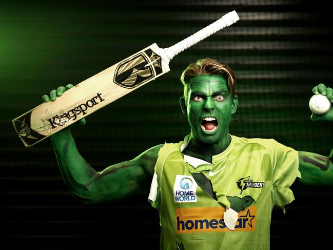 ***FOR SUNDAY TELEGRAPH*** - ÃGreen MachineÃ - Sydney ThunderÃs Chris Green as the Incredible Hulk ahead of the BBL season.  Photo by Phil Hillyard(Image Supplied for Editorial Use only - **NO ON SALES** - Â©Phil Hillyard )