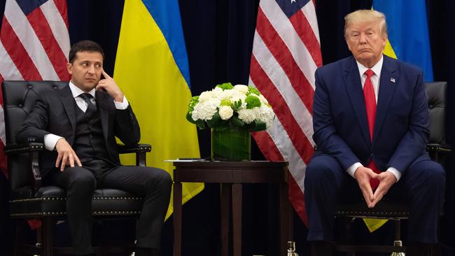 Former US President Donald Trump (R) and Ukrainian President Volodymyr Zelensky during a meeting in New York in 2019, of the United Nations General Assembly. Picture: AFP