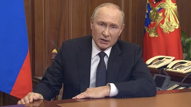 Russian President Vladimir Putin addresses the nation. Picture: Getty Images/AFP.