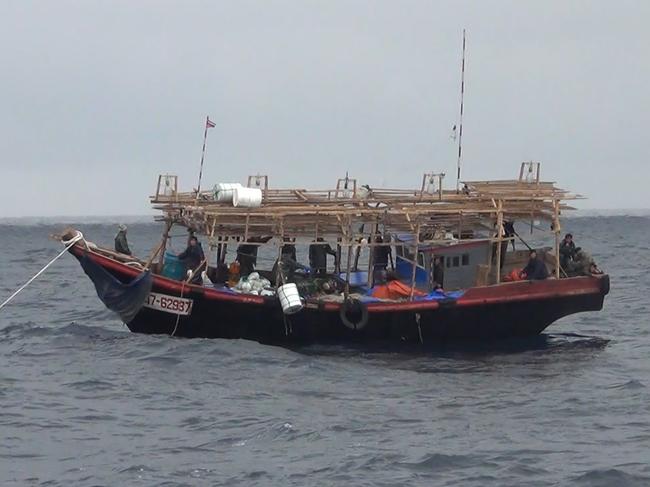 A North Korean squid boat near the coast of North Korea. Picture: AFP