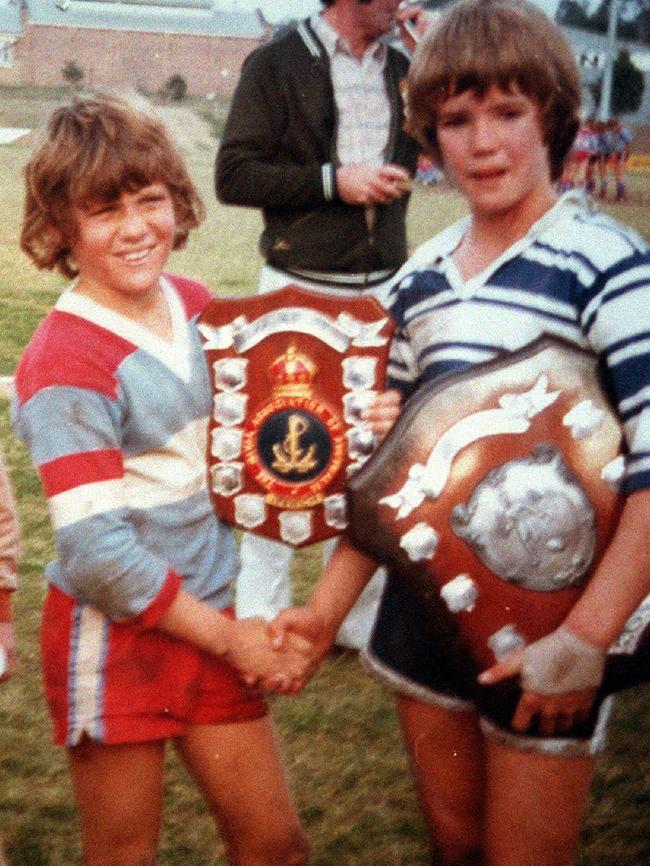 Kevin Walters (on the left) at the start of his long and illustrious football career. Picture: Supplied